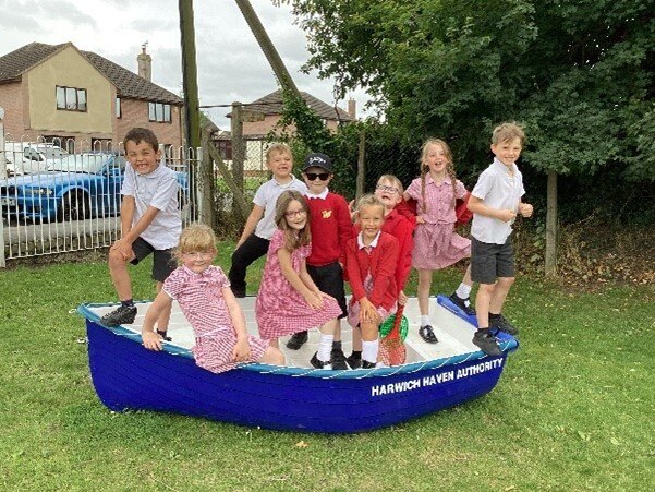 Restored boat in school